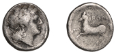 Roman Republican Coinage, Anonymous, Drachm, Rome, c. 234-231, laureate head of Apollo right, rev. horse prancing...