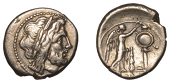 Roman Republican Coinage, Anonymous, Victoriatus, after 211, laureate head of Jupiter right, rev. Victory right,...