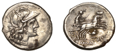 Roman Republican Coinage, Anonymous, Denarius, Bird and tod series, c. 189-179, helmeted head of Roma right, x...