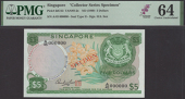Board of Commissioners of Currency, Singapore, specimen $5, ND (1973), serial number A/45 000000, green and...