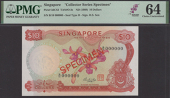 Board of Commissioners of Currency, Singapore, specimen $10, ND (1973), serial number B/16 000000, red and pale...