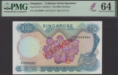 Board of Commissioners of Currency, Singapore, specimen $50, ND (1973), serial number A/35 000000, blue and...