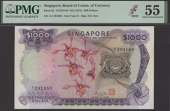 Board of Commissioners of Currency, Singapore, $1000, ND (1975), serial number A/1 391080, violet and multicoloured,...