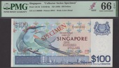 Board of Commissioners of Currency, Singapore, specimen $100, ND (1977), serial number A/1 000000, blue and...