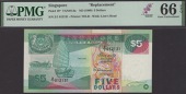 Board of Commissioners of Currency, Singapore, replacement $5, ND (1989), serial number Z/1 012131, green and...