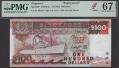 Board of Commissioners of Currency, Singapore, replacement $100, ND (1985), serial number Z/1 083249, brown and...