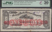 British North Borneo Company, $1, 30 July 1919, serial number A/A 19444, McEnroe and Dunn signatures, Mount Kinabalu...
