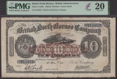 British North Borneo Company, $10, 1 December 1922, serial number D104632, printed Smelt and Dunn signatures, Mount...