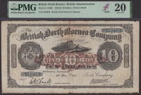 British North Borneo Company, $10, 1 December 1922, serial number D104632, printed Smelt and Dunn signatures, Mount...