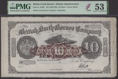 British North Borneo Company, specimen $10, 19- (1901-20), no serial number, printed Rivett signature, arms at upper...