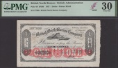 British North Borneo Company, $1, 29 July 1927, serial number F7808, black and red, Mount Kinabalu at top centre,...