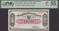 British North Borneo Company, $1, 1 July 1940, red serial number K626271, black and red, arms of Borneo at top...