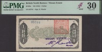 Nissan Estate, British North Borneo, $1, ND (c.1942), serial number 05744, black and green, value in panel at centre...