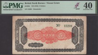 Nissan Estate, British North Borneo, remainder $5, ND (1942), serial number 15208, black and red, value in panel at...