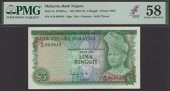 Bank Negara Malaysia, 5 Ringgit, ND (1967), serial number A/10 065845, green, pale blue and lilac, Tunku Abdul...