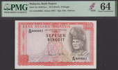 Bank Negara Malaysia, 10 Ringgit, ND (1976), serial number E/59 000002, red and pale green, Tunku Abdul Rahman at...