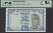 Bank Negara Malaysia, 50 Ringgit (3), ND (1976), consecutive serial numbers B/24 523554-56, blue and pale green,...