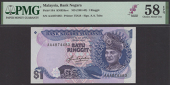 Bank Negara Malaysia, 1 Ringgit, ND (1982), serial number AA4874483, blue and purple, Tunku Abdul Rahman at right,...