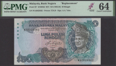 Bank Negara Malaysia, replacement 50 Ringgit, ND (1983), serial number WA0028562, blue and lilac, Tunku Abdul Rahman...