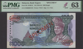 Bank Negara Malaysia, specimen 1000 Ringgit, ND (1983), serial number ZY0000000, blue and multicoloured, Tunku Abdul...