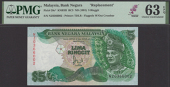Bank Negara Malaysia, replacement 5 Ringgit, ND (1991), serial number NZ0366002, green and multicoloured, Tunku...