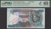 Bank Negara Malaysia, specimen 50 Ringgit, ND (1991), no serial numbers, blue and lilac, Tunku Abdul Rahman at...