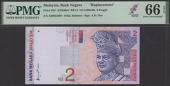 Bank Negara Malaysia, replacement 2 Ringgit, ND (1999), serial number ZB0052499, purple and lilac, Tunku Abdul...