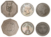 Miscellaneous Tokens and Checks, Co DUBLIN, uncertain locations, W.D., copper Twopence by Parkes [1853-8], 22mm...