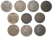 18th Century Tokens, Co DUBLIN, Dublin, William Binns, Halfpence (2), 1799, 8.62g/6h (DH 347), 1802, 9.20g/6h (DH...