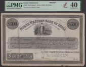 North Western Bank of India, obverse proof $500, ND (c.1856), no serial number, black, female allegory of commerce...
