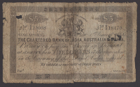 Chartered Bank of India, Australia and China, $5, Singapore, 1 January 1874, serial numbers F/S 13088 and F/S 18470,...