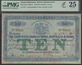 Chartered Bank of India, Australia and China, $10, Penang, handstamped date 25 April 1900, serial number 79111,...