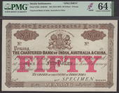 Chartered Bank of India, Australia, and China, specimen $50, Penang, ND (c.1895), no serial numbers, brown and red,...