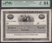 Chartered Mercantile Bank of India, London and China, proof $100, Singapore, ND (1861), no serial numbers, black...