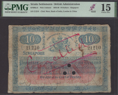 Chartered Mercantile Bank of India, London and China, $10, Singapore, 3 March 1883, serial number 21210, blue and...