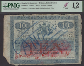 Chartered Mercantile Bank of India, London and China, $10, Penang, 2 April 1886, serial number 24472, blue and red,...