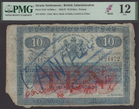 Chartered Mercantile Bank of India, London and China, $10, Penang, 2 April 1886, serial number 24472, blue and red,...