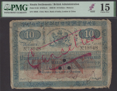 Chartered Mercantile Bank of India, London and China, $10, Malacca, 10 January 1888, serial number 18948, blue and...