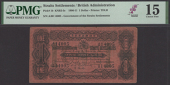 Government of the Straits Settlements, $1, 8 June 1909, serial number A/60 14005, black and green on red paper, arms...