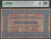 Government of the Straits Settlements, $10, 2 January 1914, serial number A/26 59365, blue and purple on tan paper,...