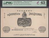 Government of the Straits Settlements, obverse proofs for $1000, ND (1919), first black on plain paper, tiger and...