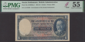 Government of the Straits Settlements, $1, 1 January 1931, serial number A/4 01938, blue and multicoloured, George V...