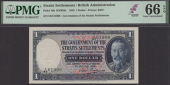 Government of the Straits Settlements, $1, 1 January 1935, serial number I/83 61908, blue and multicoloured, George...