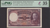 Government of the Straits Settlements, $5, 1 January 1933, serial number A/61 88981, purple and multicoloured,...
