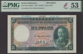 Government of the Straits Settlements, printers archival specimen $10, 1 January 1935, serial number range B/67...