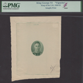 British Malaya, a die proof vignette of George VI, ND (c.1936), dark green in oval frame with large paper surround,...