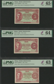 Board of Commissioners of Currency, Malaya, 5 Cents (3), 1 July 1941, no serial number, red and pale green, George...