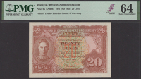 Board of Commissioners of Currency, Malaya, 20 Cents, 1 July 1941, no serial number, orange-brown and green, George...