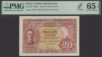 Board of Commissioners of Currency, Malaya, 20 Cents, 1 July 1941, no serial number, orange-brown and green, George...