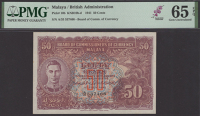 Board of Commissioners of Currency, Malaya, 50 Cents, 1 July 1941, serial number A/35 537466, violet, pale orange...